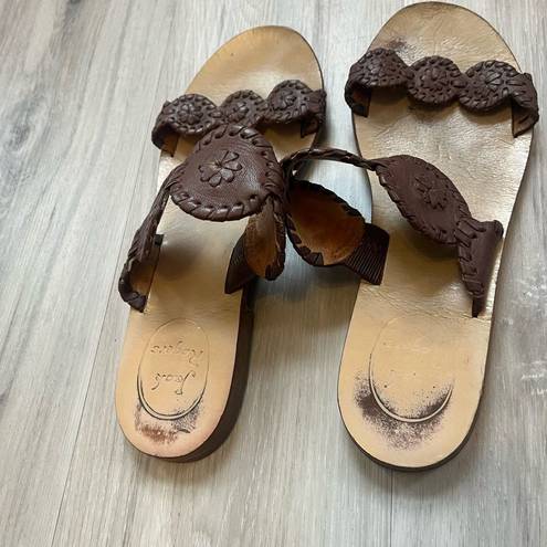 Jack Rogers  6.5 Brown Leather Lauren Sandals