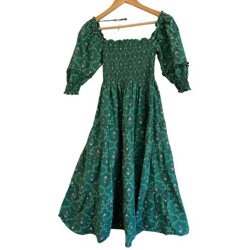 Hill House  Home Nesli Nap Dress Emerald Trellis Green Size XS