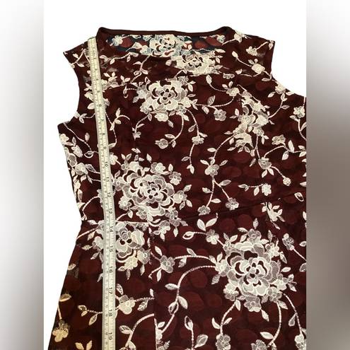 Candalite NWT  Women's Dress Burgundy Floral Lace Scoop Neck Sleeveless Sz M #303