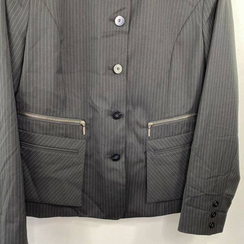 Doncaster  Jacket Womens Plus 14 NWT Black Striped Wool Blend Button Down Blazer