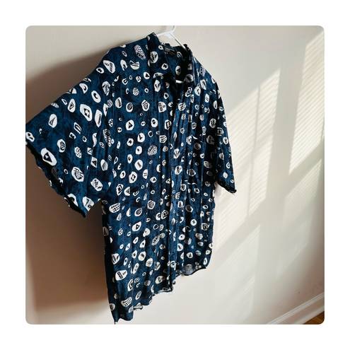 Structure ★ Vintage 90’s  Pattern Casual Button Down - Blue/White ★