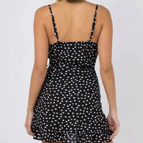 Princess Polly Her Jewel Mini Wrap Dress Polka Dot Adjustable Spaghetti Straps 4