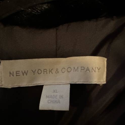 New York & Co. Black Puffer Coat with Faux Fur Lined Hood, Size XL, EUC