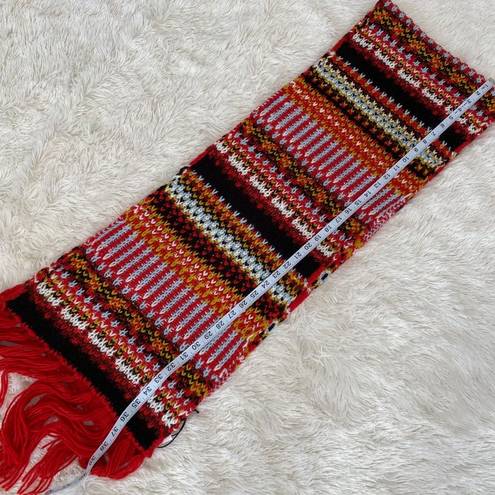 Treasure & Bond NWT Large Red Printed Knit Scarf with Fringe