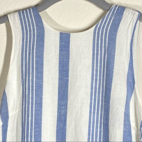 Harper Striped Mini Dress Sleeveless Linen Rayon Blend Blue White Womens Sz XXS