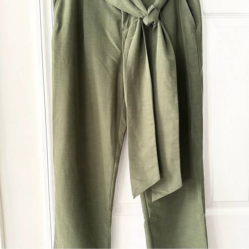 Anthropologie  Coquille Olive Green Soft Paperbag Tie Waist Casual Jogger Pants 8