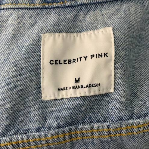 Celebrity Pink  Denim Boyfriend Trucker Jacket M Med Wash Distressed Pockets