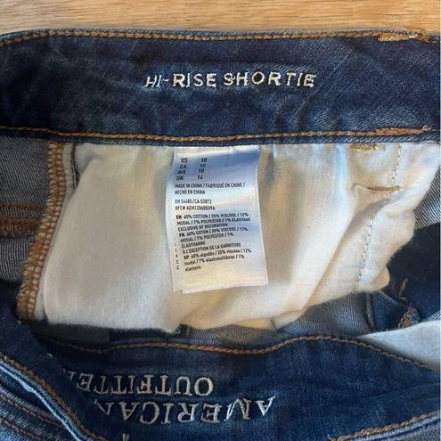 American Eagle  super stretch denim shorts size 10 high rise shortie distressed