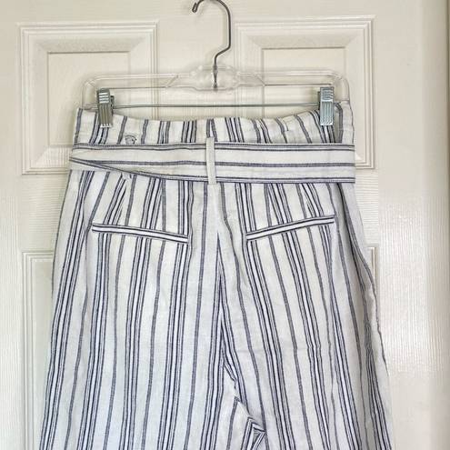 Madewell  Linen-Cotton Paperbag Pants in Dark Baltic Stripe Size 4 Beachy Summer