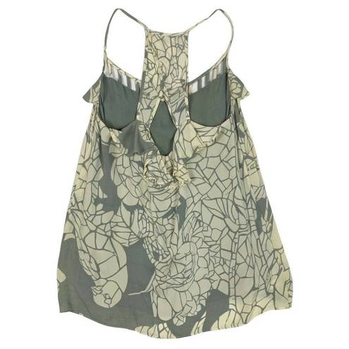 Rebecca Minkoff Silk Gray Yellow Floral Sleeveless Ruffle Top Women’s Size 0