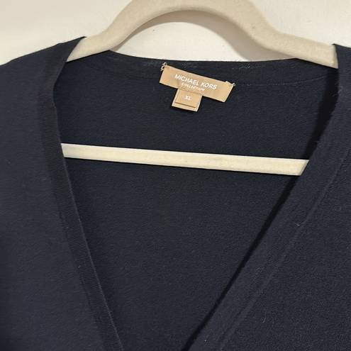 Michael Kors  COLLECTION 100% cashmere navy blue button up cardigan