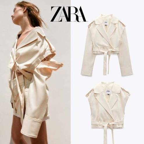 ZARA cropped Bomber jacket Vest coat convertible trench casual style