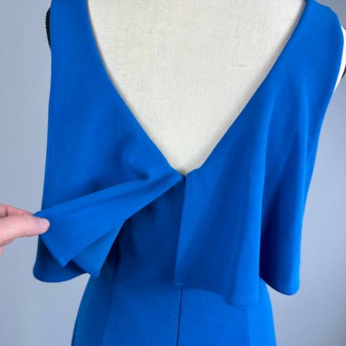 Badgley Mischka Fallon Popover  Gown Crepe Cobalt Blue