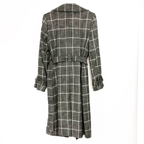 White House | Black Market  Plaid Trench Coat with Belt Waist Tab Cuffs Size S