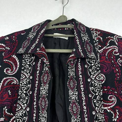 Coldwater Creek  Sz 10 Cropped Jacket Blazer Floral Paisley Print m Black Womens