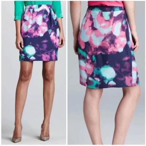 Kate Spade  Pink Purple Barry Abstract Watercolor Tie Dye Pencil Skirt Size 14 XL