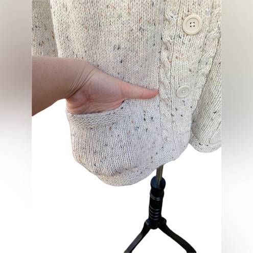 Studio Works  Cream Cable Knit Cozy Cardigan Wool Blend Cardigan