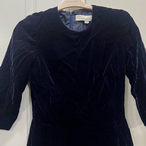 Oscar de la Renta Vintage  Blue Velvet Dress Size 10 US