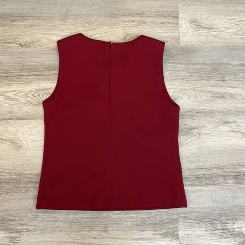 Cynthia Rowley Red with Diamond Gem Rimmed Round Neck Sleeveless Zip Back Top S