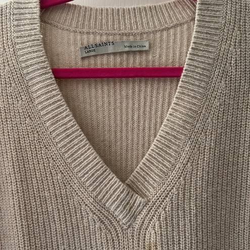 ALLSAINTS  sweater wool alpaca blend large zipper asymmetrical hem