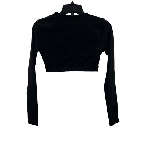 n:philanthropy  Black Roxbury Cropped Long Sleeve Slash Top Size Small New