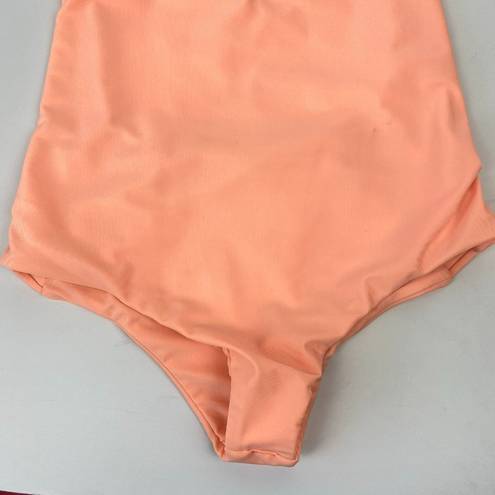 Vitamin A  Swimsuit One Piece Bianca Bodysuit Orange Halter V-Neck Open Back XS