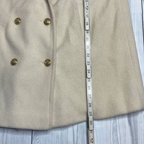 70s Vintage Ivory Wool Forecaster Coat military naval style double breasted Med