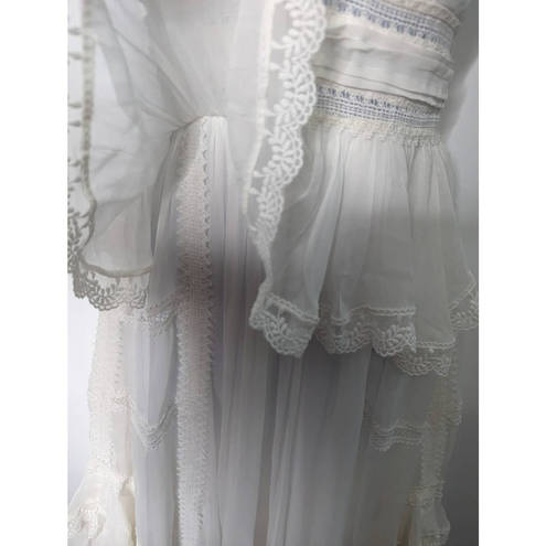 Rococo  Sand Mia Maxi Dress Lace Trim White Handkerchief Hem XS NWT