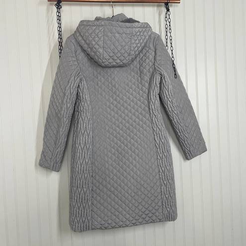 BCBGeneration  Womens Gray Quilted Chevron Puffer Faux Fur Hooded Coat Size M