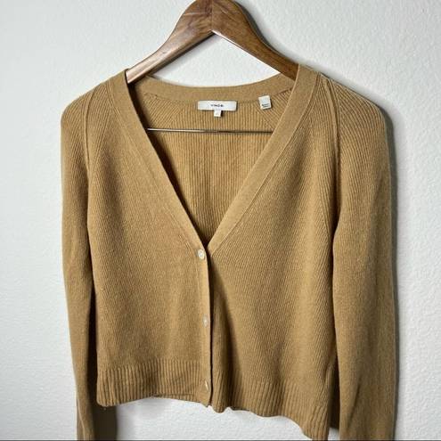 Vince  Cashmere Raglan Sleeve Tan Cardigan Sweater Button Front Womens Size L