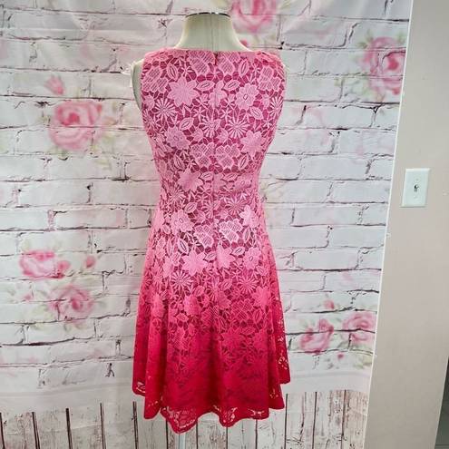 New York And Company  Women's Laced Floral Fit & Flare Dress Ombre Pink Size 4