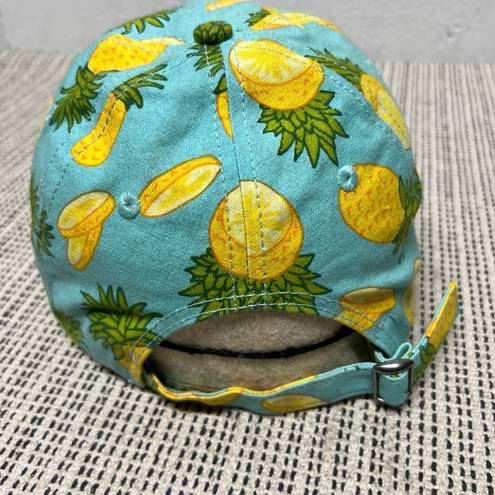 Keds  baseball hat pineapple print aqua blue and yellow adjustable dad hat