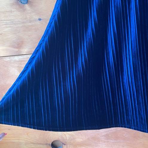 Laundry by Shelli Segal  Women Navy Blue Velour Velvet Elastic Waist Skirt Size L