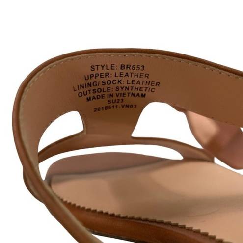 J.Crew  Leather Hazel Cutout Flat Sandals Rich Oak Size 8