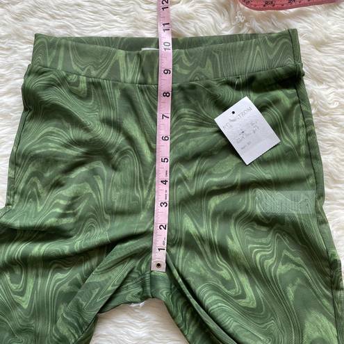 Good American Pants Mesh Bootcut Swim Cover-Up Retro in Pesto Swirl Green Sz 1