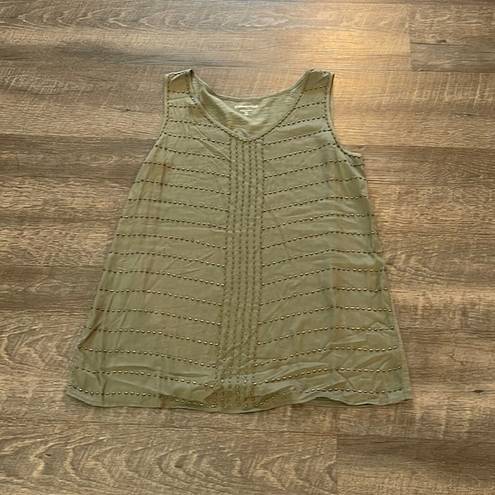 Coldwater Creek  beaded tank in army green