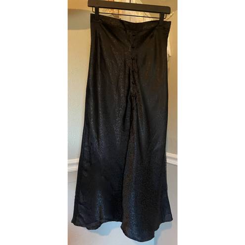 Nsr Black Satin Midi Skirt