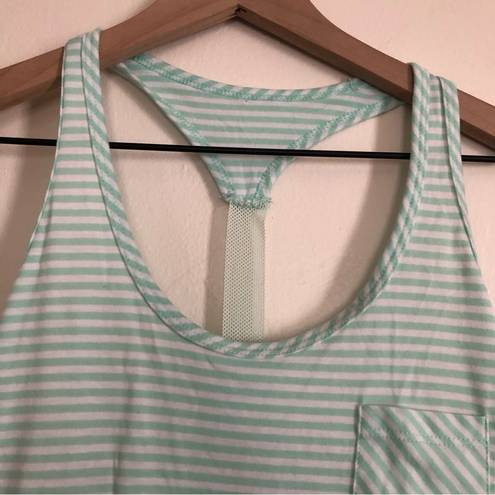 Balance Collection MARIKA  Light Blue Green Mesh Racerback Stripe Active Tank Top