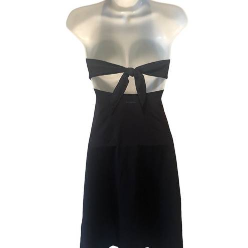Patagonia Morning Glory Black Stretch Halter Dress XS Tied Back Cruise Vacation