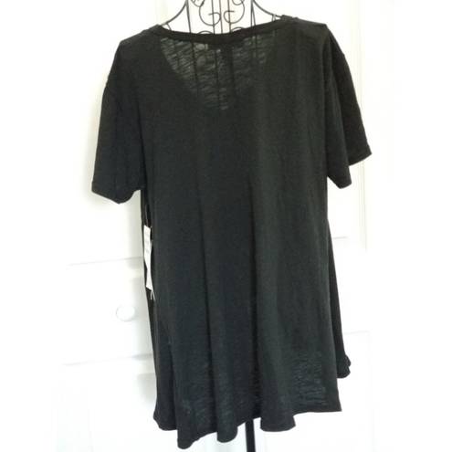 Treasure & Bond Nordstrom  Black V-Neck Short Sleeve Swing A-Line Top Womens Sz M