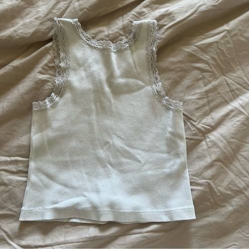 Brandy Melville  White Ribbed Tank