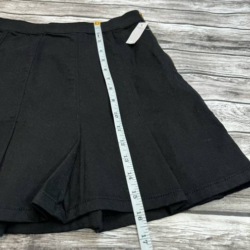 No Bo  No Boundaries Women's Box Pleat Black Denim Mini Jean Skirt 11 Zip Zipper