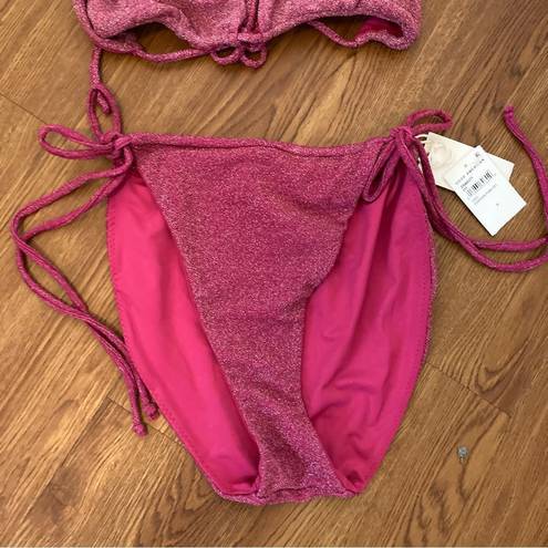 Good American NWT  Sparkle Tiny Ties Bikini in Hawaiian Pink Size 5 & 7