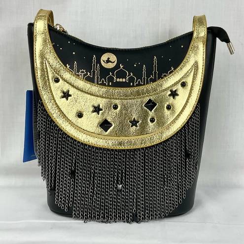 Disney  Jasmine Aladdin Bucket Bag/Crossbody Handbag Chain Link Fringe Black New