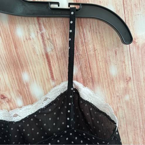 Petra Fashions Vintage  Black Polka Dot White Lace Trim Sheer Bralette