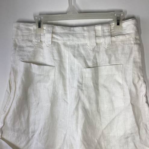 Farm Rio  Tailored Linen High Rise Shorts cream/ivory Size Large