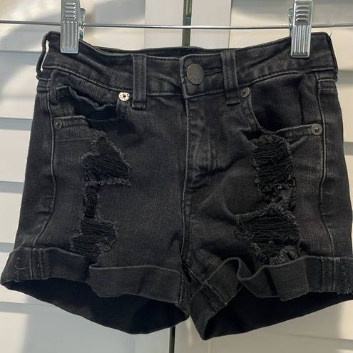 Aeropostale 00 distressed high rise midi shorts  black shorts