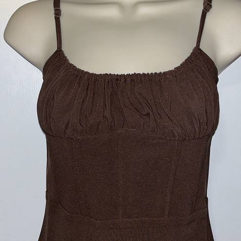 Tic Toc  Bodycon Ruched Corset Waist Mini Dress Brown Women’s M Medium