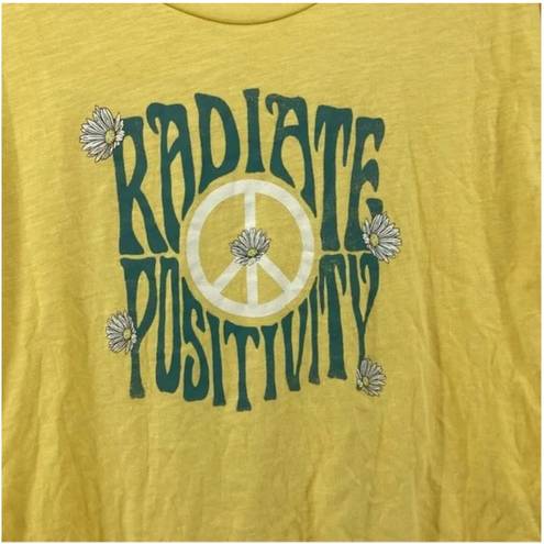 Wildfox  Yellow Radiate Positivity Graphic T-shirt Tee, Size M, New without Tag