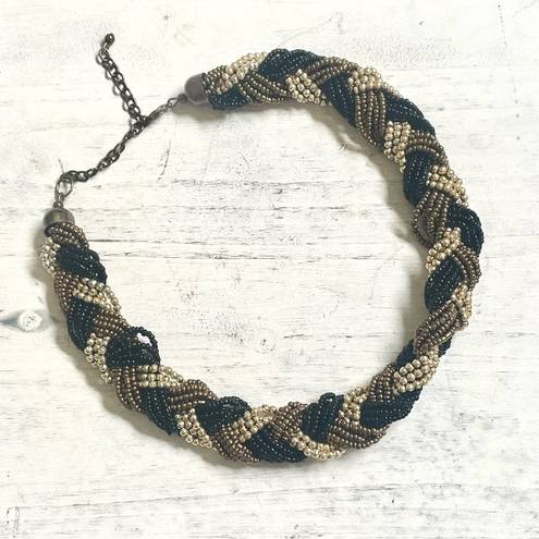 Twisted Black gold and brown beaded  necklace